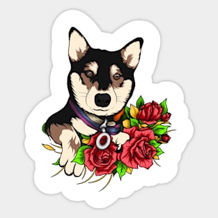 Dog and flower Sticker